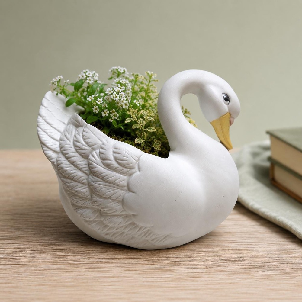 Vintage HOMCO White Swan Planter
